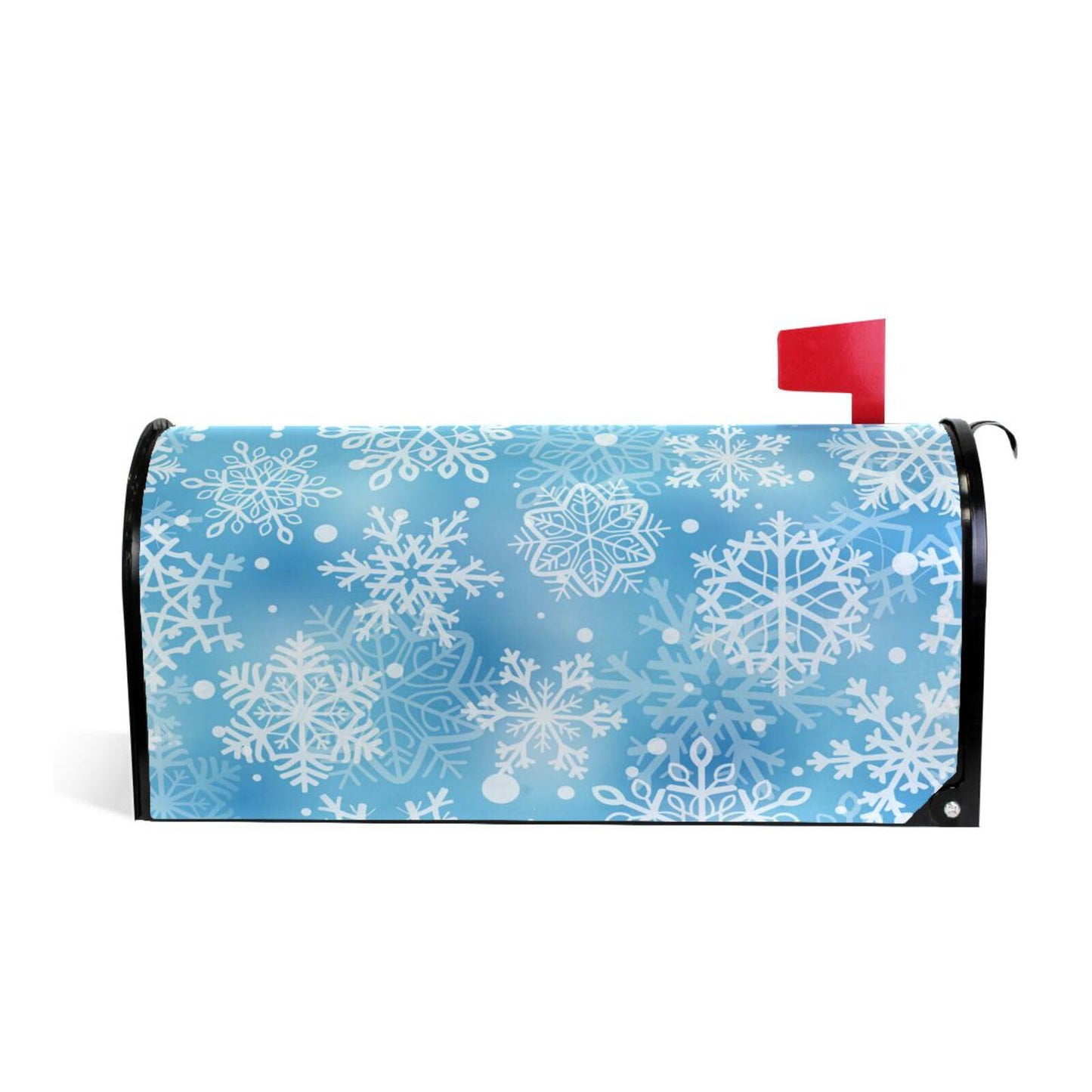 ALAZA Light Blue White Snowflakes Magnetic Mailbox Cover MailWraps Garden Yard Home Decor for Outside Oversized-25.5" x20.8"