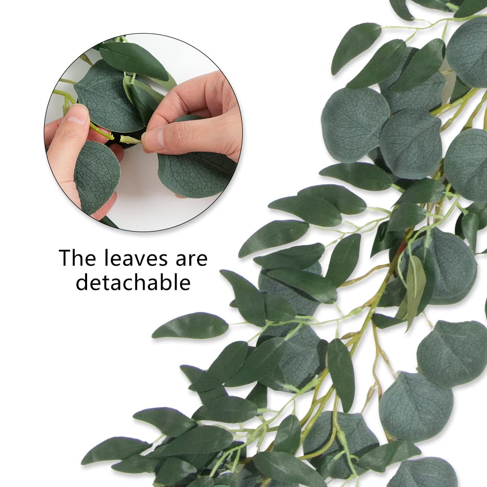 Apeair 3Pcs Fake Eucalyptus Vines, 6.5FT Silk Ivy Garland, Odorless Lush Green Leaves Artificial Hanging Plants, Boho Forest Greenery Decor for Home, Classroom, Wall,Party, Wedding Decoration