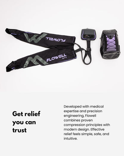 Flowell Air Pressure Therapy System – FDA Cleared (K243791) Sport Deluxe Compression Pants – 8-Chamber Leg Compression for Daily Recovery & Circulatory Support