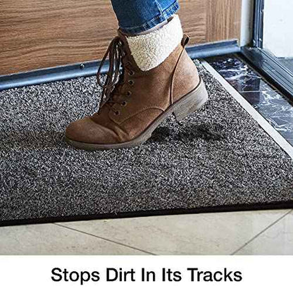 Eurow Trek N' Clean Soft & Plush Microfiber Traction Floor Mat, Super Absorbent, Fast-Drying, Anti-Slip Rug for Entryway, Kitchen, Bedroom, Traps Dirt, Mud & Water, 36 x 23.5 in, Gray and Black