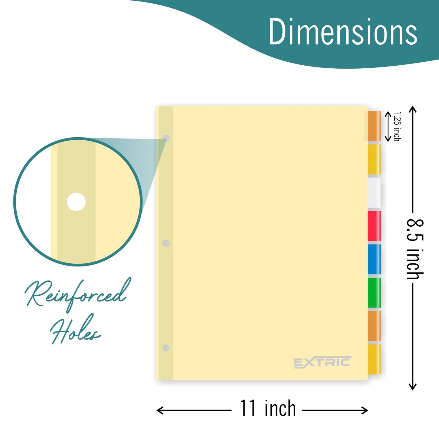 8-Tab Binder Dividers for 3 Ring Binder, Insertable Multicolor Big Tabs, Bulk Letter Size Paper Divider, 8.5 x 11 inch, 12 Sets (96 Dividers Total)