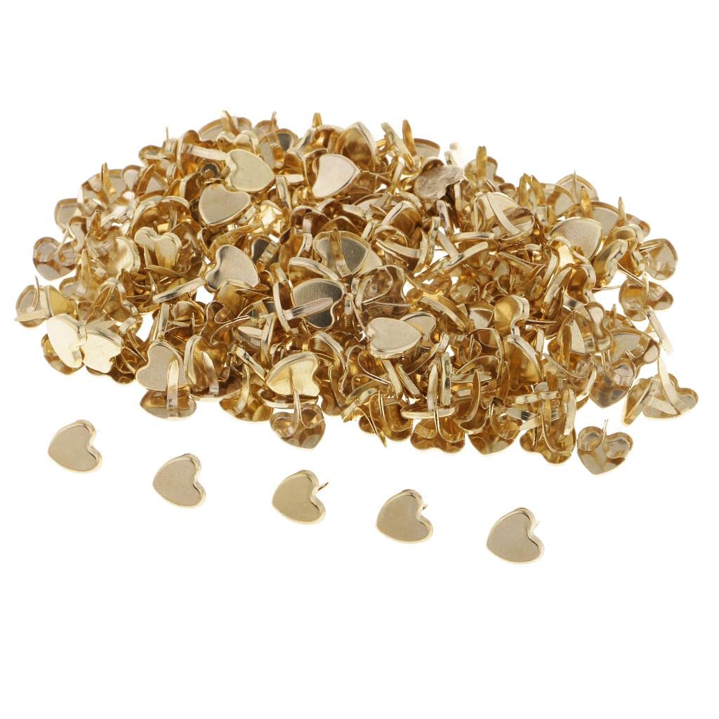 SM SunniMix 200 Pcs Heart Shaped Brads, Metal Iron Brads Paper Fasteners for Craft Embellishments