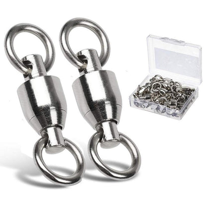 AMYSPORTS Ball Bearing Swivels Connector High Strength Stainless Steel Solid Welded Rings Barrel Swivels Saltwater Freshwater Fishing 25pcs 144lbs
