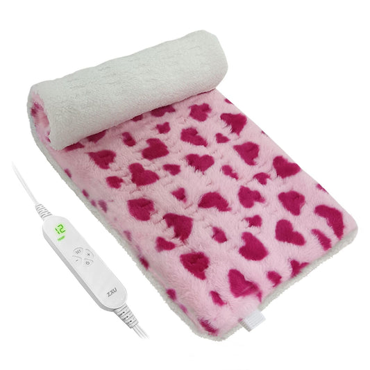 ZXU Heating Pad for Back Pain Relief, Ultra Soft Sherpa Heating Pad for Cramps Relief with 12 Heat Setting, Moist Heat Option, and Auto Shut Off Function Hot Heated Pad (Pink,Heart Pattern)