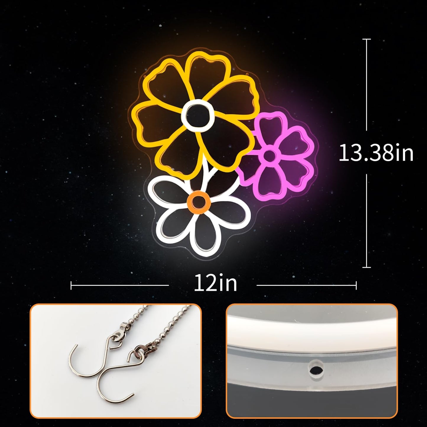 Daisy Flower Neon Sign Dimmable Flower Wall Light for Girls Bedroom Sakura Light up Sign for Wall Decor Led Boho for Birthday Christmas Gift