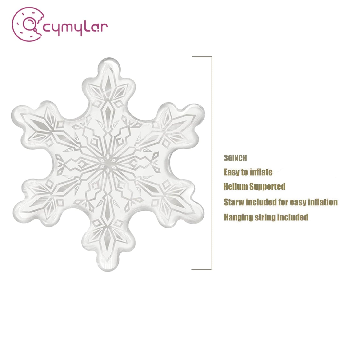 Snowflake Balloons Pack of 4 36Inch Transparent Snowflake Mylar Balloon Snowflake Foil Balloons for Winter Wonderland Party Decorations Ice Snow Themed Birthday Party Decorations