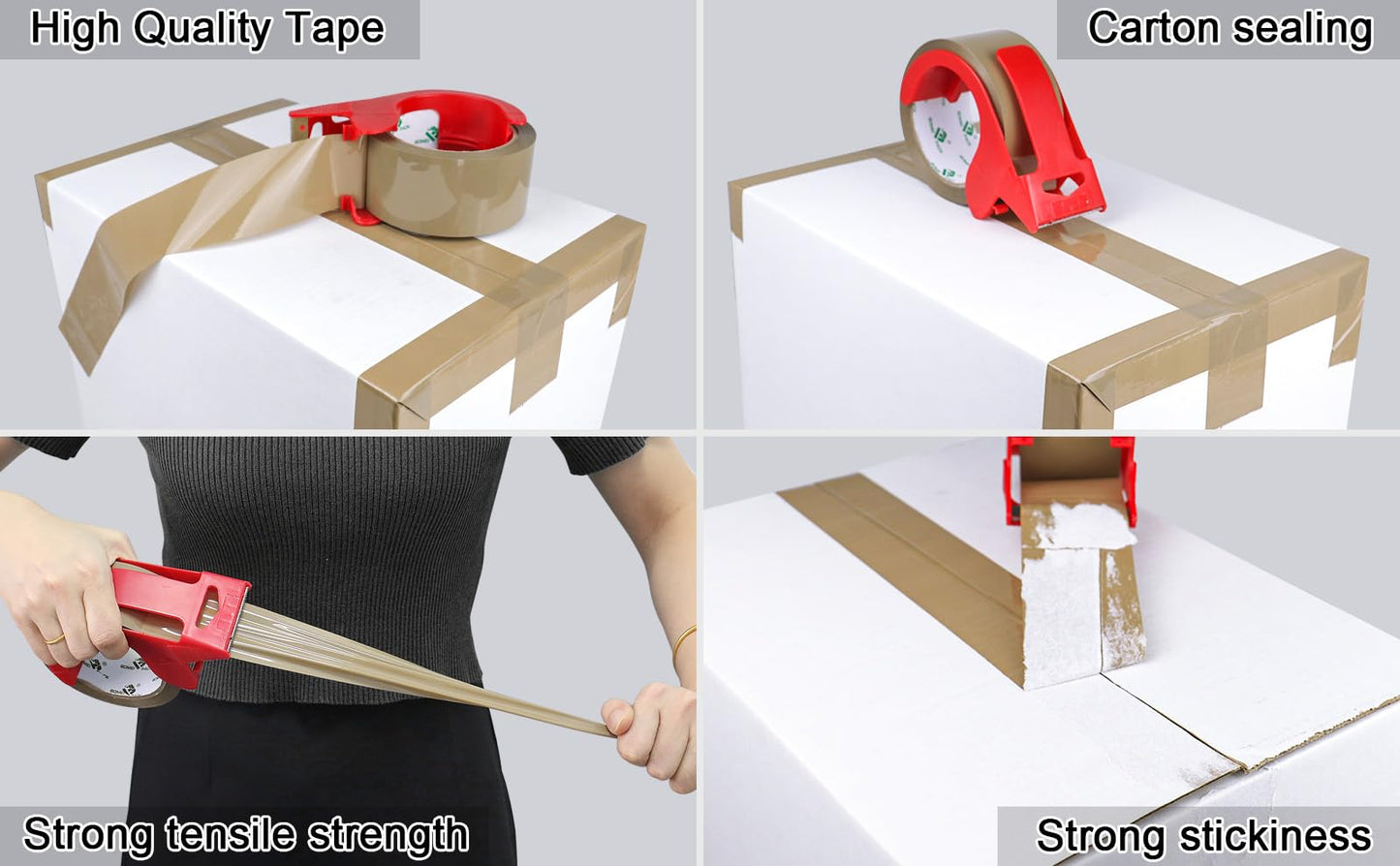 BOMEI PACK 6 Rolls Silent Brown Packing Tape, 1.88" x 60 yds,Heavy Duty Packaging Carton Tape for Shipping Packaing Moving Sealing, 2.4mil Thickness, 60 Yards Per Roll