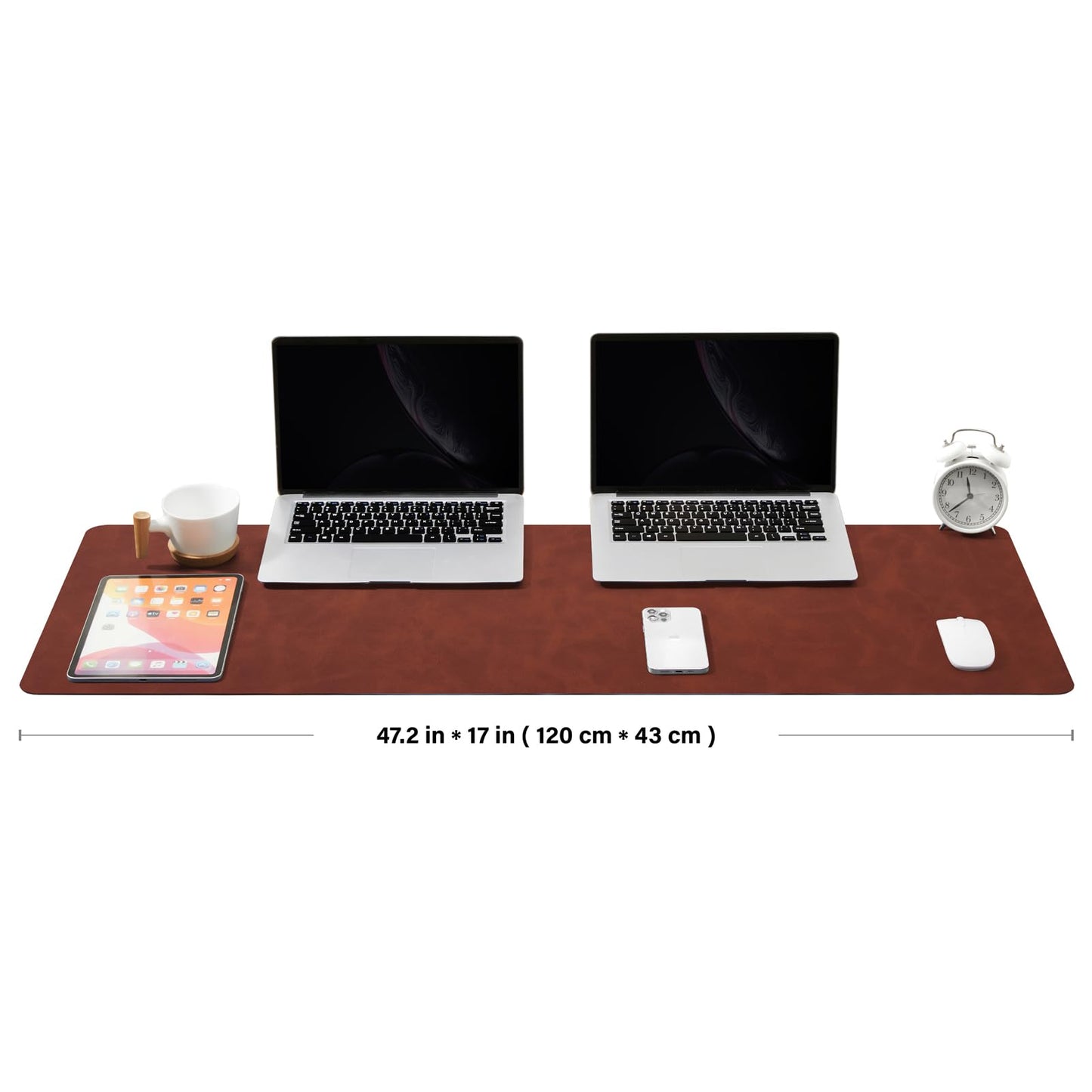 Distressed Leather Desk Mat - Non-Slip PU Desk Pad for Office and Home - Desk Organization and Accessories - Ideal for Large Mouse Pad and Desk Mats on Top of Desks(Mahogany,47.2"x 17")
