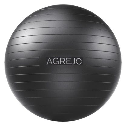 AGREJO Yoga Ball, Exercise Ball for Working Out, Anti-Burst and Slip Resistant for Physical Therapy, Birthing, Stretching, Flexible Seating, Home Gym, with Pump (L: 23-26ines/58-65cm)