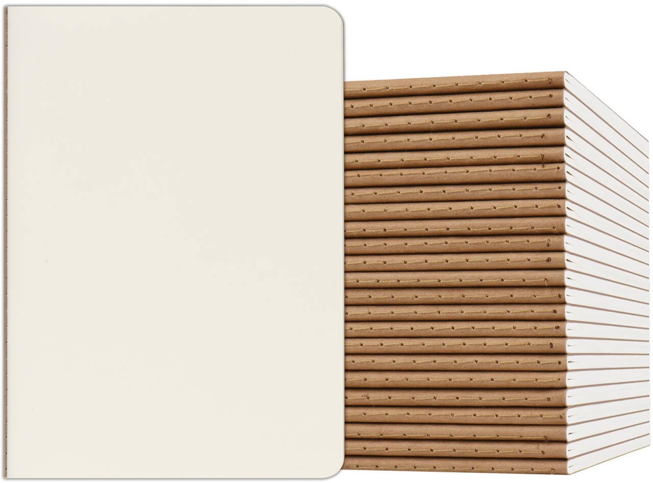 ZCZN 24 Pack A5 Kraft Notebooks Bulk, 8.15x5.5 Inches Blank Journaling Notebooks, Notebooks for Work, Composition Notebooks for School, Journal notebooks for kids, 60 Pages