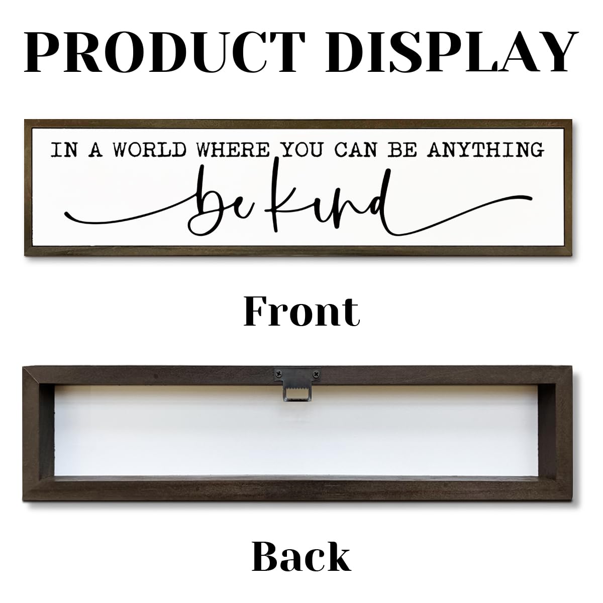 Inspirational Wood Sign, Wall Decor Art, Farmhouse Home Office Cubicle Decor, Bedroom Decoration for Women Girls Teens, In A World Where You Can Be Anything Be Kind Sign 17.8x4x1.2 inches