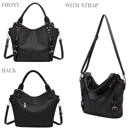 Crossbody Bags for Women Large Hobo Purse PU Leather Shoulder Handbag Ladies Tote Wallet Set 2PCS