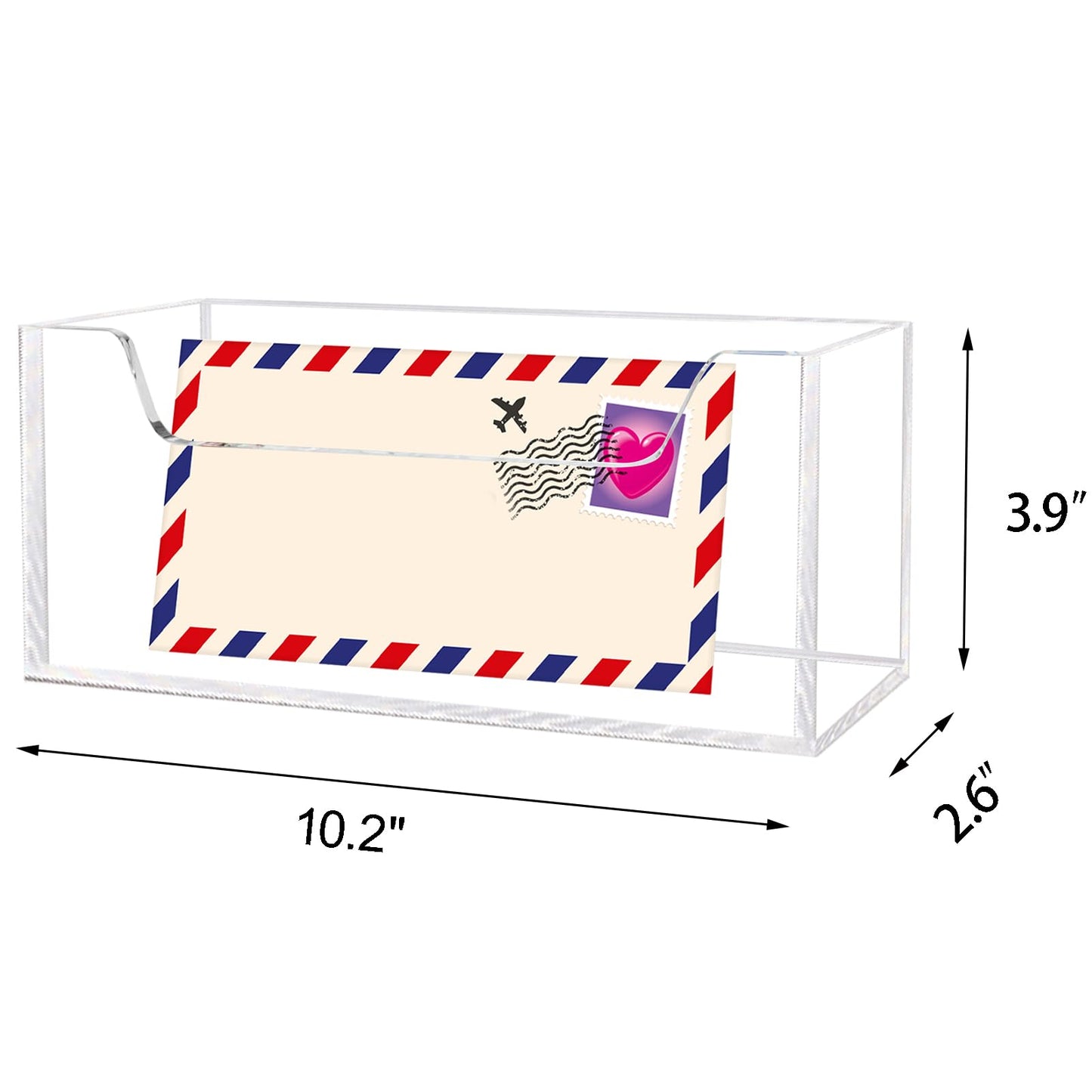 Mail Holder for Table, Acrylic Letter Holder Box for Desk or Wall Mount, Mail Organizer Countertop, Clear
