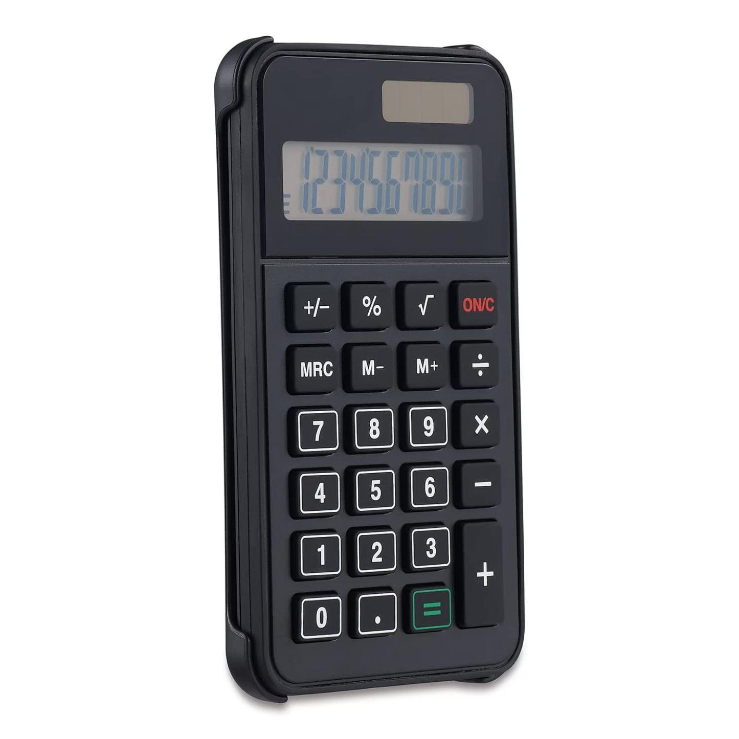 1InTheOffice 10 Digit Pocket Calculator, Dual Powered Handheld (Solar and Battery), Black, 1 Pack