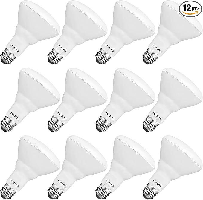 LUXRITE 12-Pack BR30 LED Bulb, 65W Equivalent, 5000K Bright White, Dimmable, 650 Lumens, LED Flood Light Bulbs, 8.5W, Energy Star, E26 Medium Base, Damp Rated, Indoor/Outdoor, Living Room and Kitchen