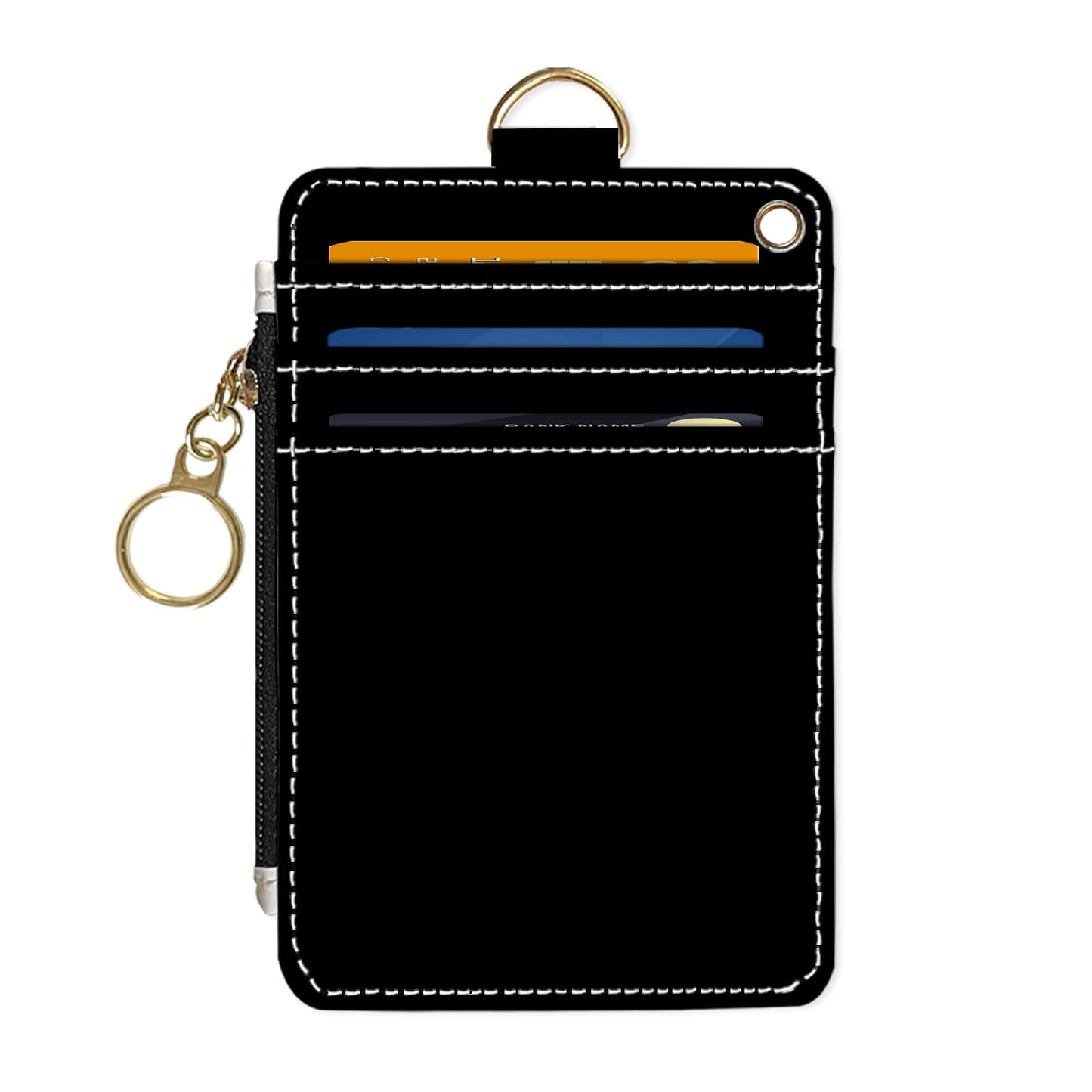 DATOUCAT Slim Wallet Credit Card Holder, Black, RFID Wallet Women Cute Small Front Pocket Wallet With Zipper, PU Leather Thin travel RFID Blocking Card Case ID Window,Ladies Gifts