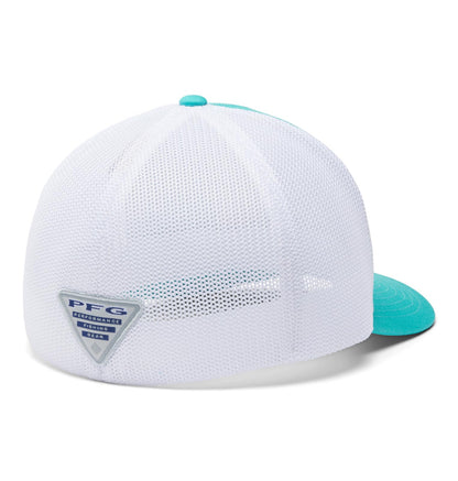 Columbia Unisex PFG Fish Flag Mesh Ball Cap-High Crown, Turquoise/Offshore Slam Flag, Large/X-Large