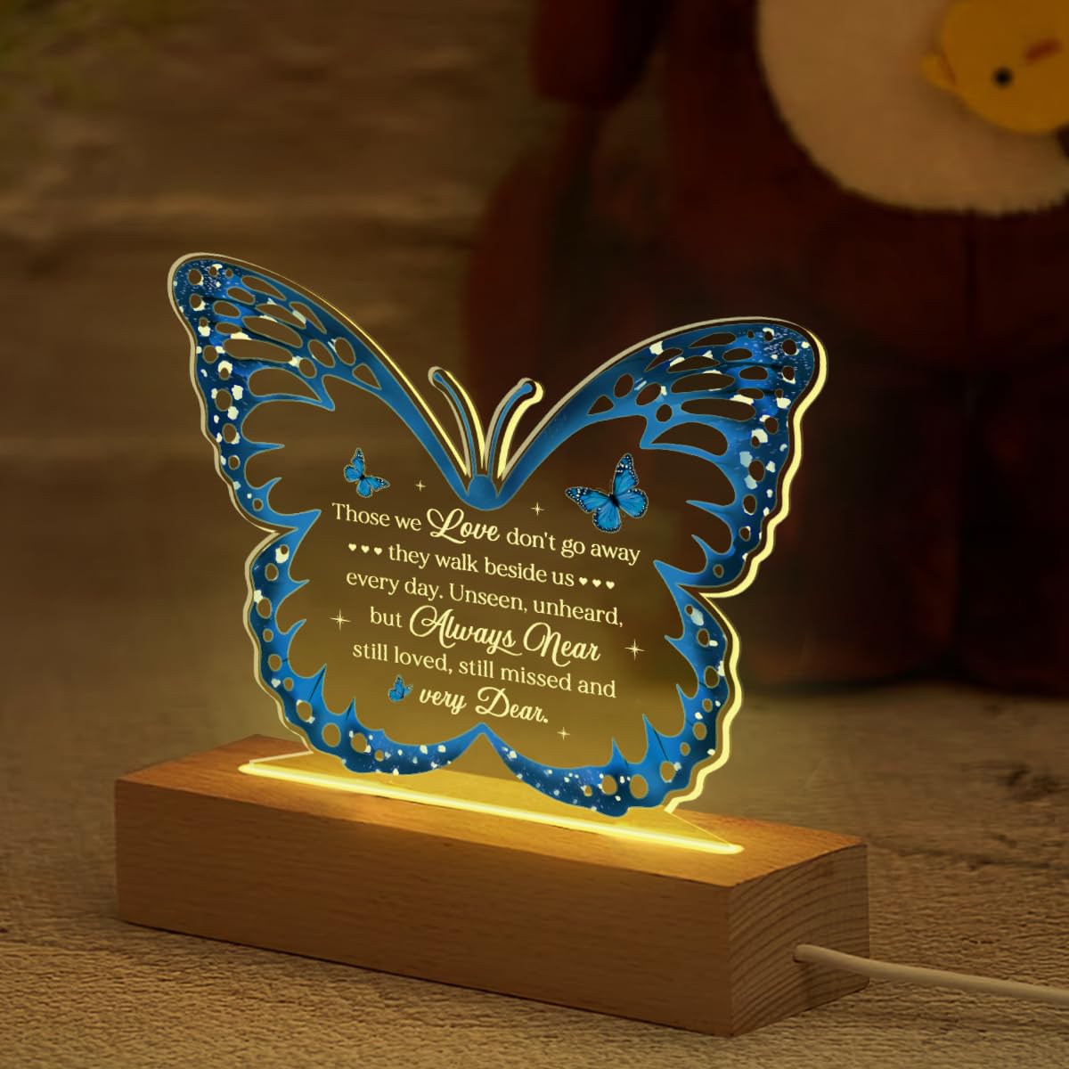 SANDJEST Memorial Butterfly Night Light - Sympathy Gifts for Loss of Loved One - Those We Love Don't Go Away Acrylic Night Lights Bereavement Gift Condolence Keepsake Lamp