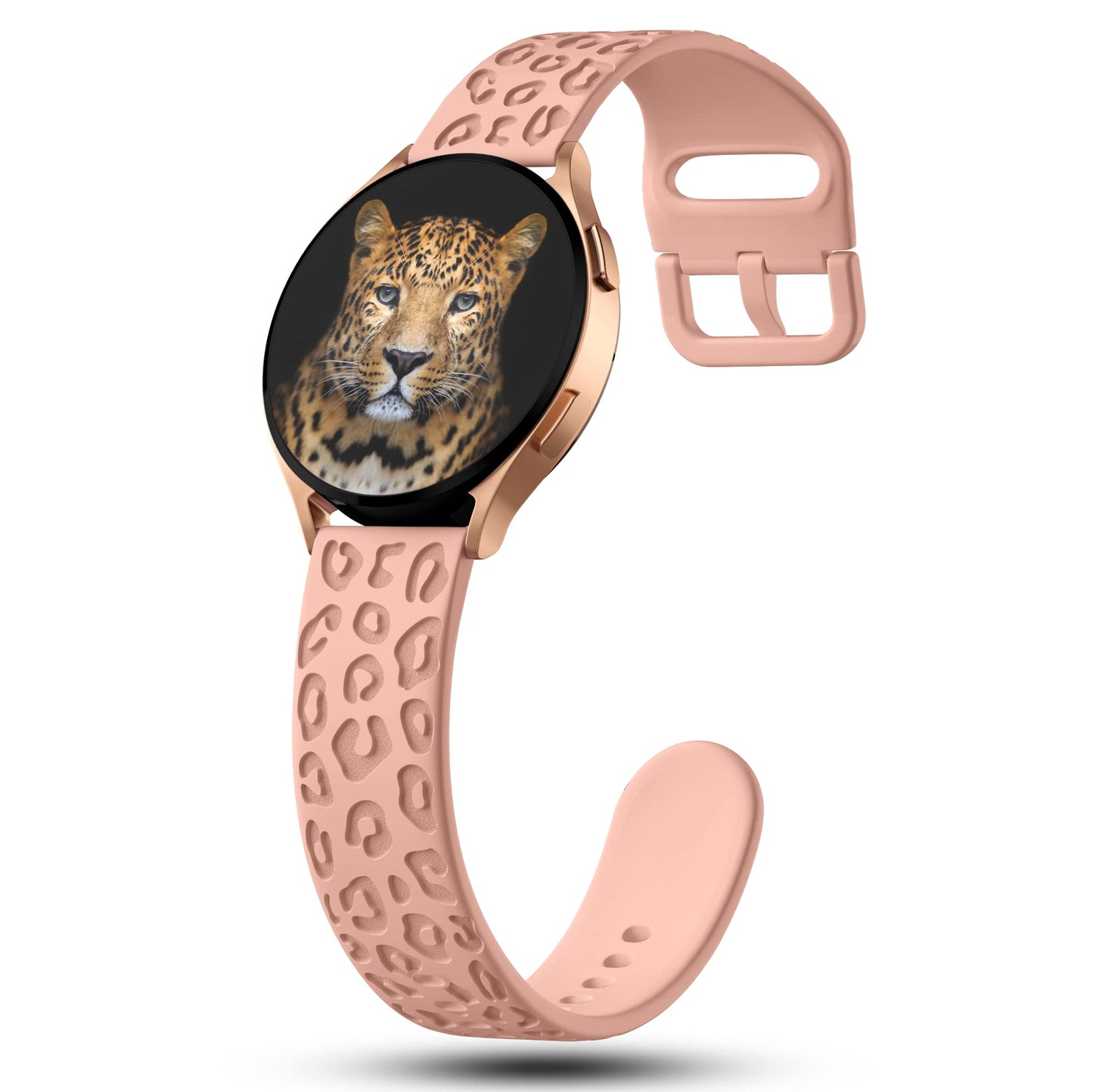IKANFI 6Pack Engraved Band Compatible with Samsung Galaxy Watch 5 Band/Galaxy Watch 4 Bands/Galaxy Watch 3 Bands/Active 2 Watch Bands,20mm Leopard Silicone Sport Strap Replacement for Women Men-