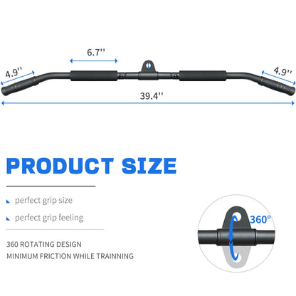 Berufexp Rotating LAT Pull Down Bar 39.4'' LAT Pulldown Attachments for Pulley System Gym Cable Machine LAT Pull Down Machine, LAT Pulldown Bar Cable Machine Attachment Cable Attachments for Gym