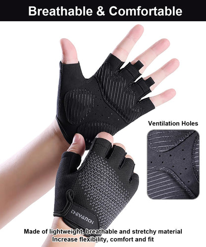 SUJAYU Fingerless Workout Gloves for Men Women Bike Gloves for Men Cycling Bicycle Accessories, Guantes para Bicicleta Hombre Guantes Ciclismo Hombre (Black, Medium)