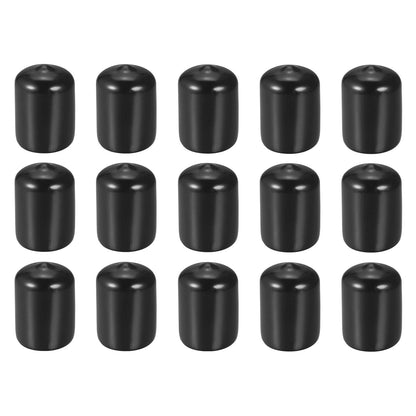 DMiotech 15 Pack 3/4" ID Black Screw Thread Protectors Rubber End Caps Bolt Covers for Screw Bolt Furniture Pipe