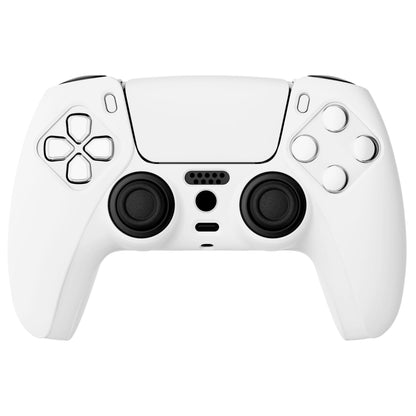PlayVital White Pure Series Anti-Slip Silicone Cover Skin for ps5 Controller, Soft Rubber Case for ps5 Wireless Controller with White Thumb Grip Caps