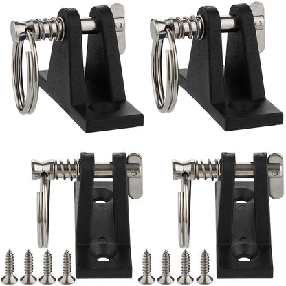 4 Pack Marine Grade Nylon Bimini Top 90°Plastic Deck Hinge with Pin and Ring, 316 Stainless Steel, Free Installation Screws