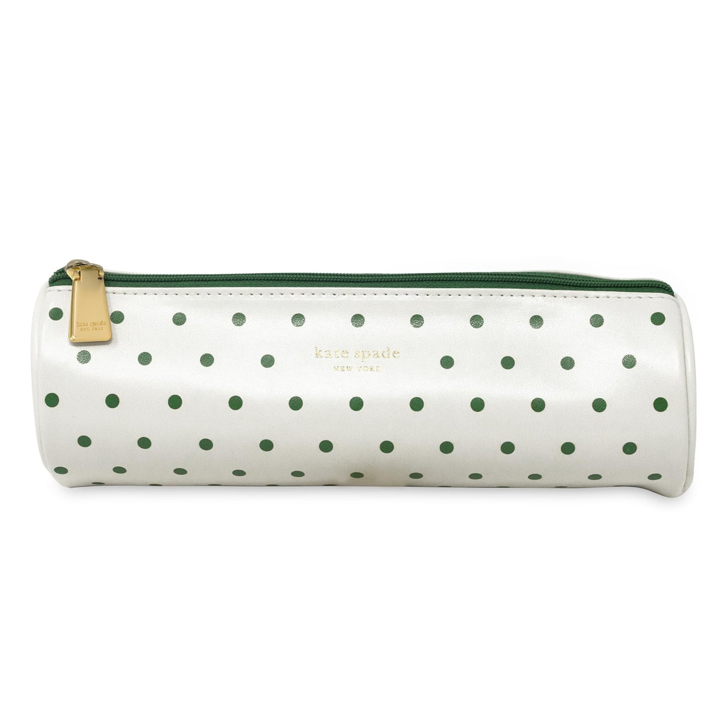 kate spade new york Faux Leather Pen and Pencil Case, Small Pouch for Office Organization for Women with Zipper Closure (Lexington Dot)