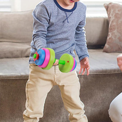 Kids Workout Dumbbell Weights Set - Toddler Toy Gym Equipment for Pretend Play Lifting, Exercise & Fitness - Adjustable Fill with Sand or Water (2 Pack)