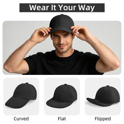 ZOORON Baseball Cap for Men Women, Dad Hat Unstructured Low Profile, Soft Brim Adjustable Plain Baseball Hat for Outdoor Golf(1 Pack-Black)