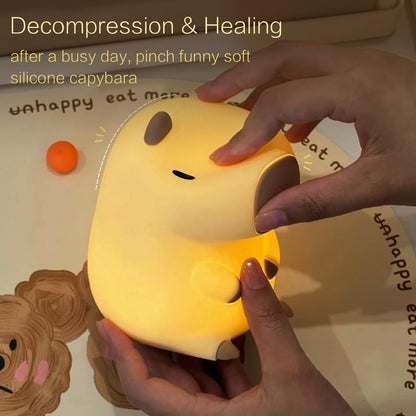 YR YRHH-PET Capybara Cute Night Light, Squishy Capybara Lamp Novelty Gifts Toys, Rechargeable Dimmable Silicone LED Nightlight For Kids, Funny Light Up Capibara, Baby Nursery College Dorm Kawaii Décor