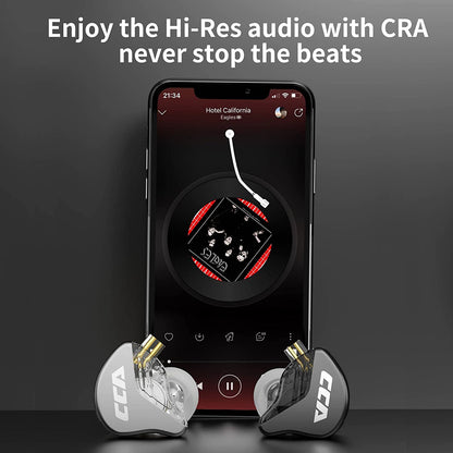 CCA CRA in Ear Monitor Headphones, Ultra-Thin Diaphragm Dynamic Driver Super Bass Clear Sound Gaming Earbuds Wired IEM Earphones with Detachable Cable, in Ears for Singers Musician DJ Stage (White)