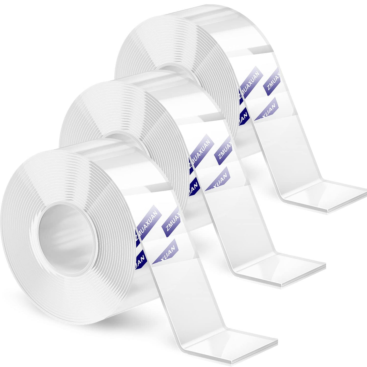 ZMUAXUAN Clear Double Sided Adhesive Mounting Tape Heavy Duty Removable,Strong Picture Hanging Strips Wall Hangers,Sticky Tack Gel Putty Glue for Poster,Photo,Mirror,Carpet(9.85 Ft-3 Pack)