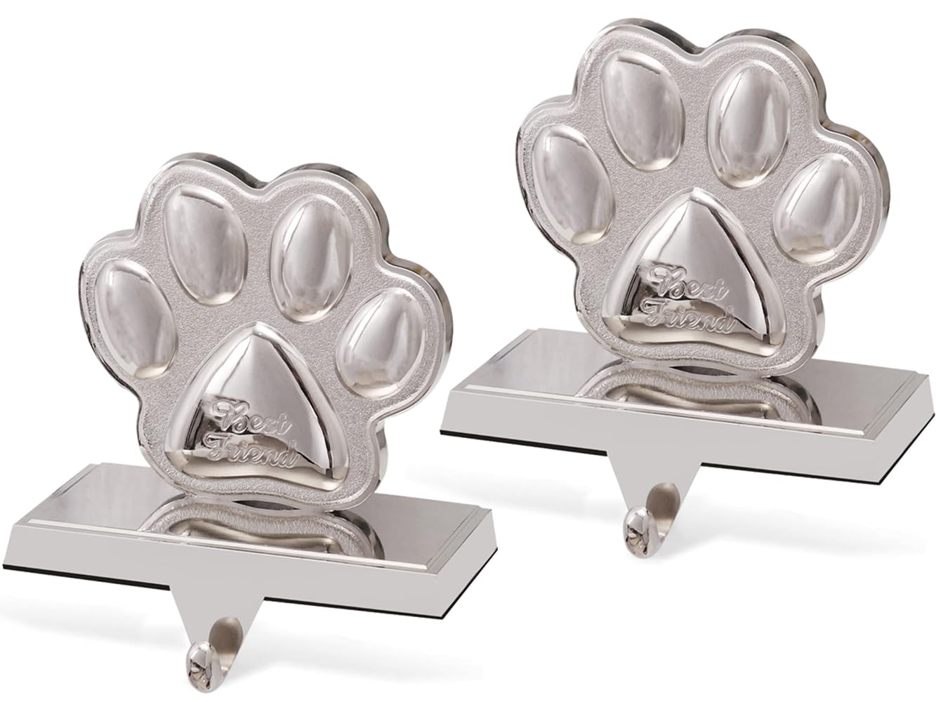 Christmas Stocking Holders for Fireplace Mantle Dog Paw Mantle Stocking Hangers Sliver Sturdy Stocking Hook for Tables Window Fireplace Home Decoration (1,Dog Paw)