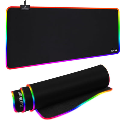 RGB Gaming Mouse Pad, 31.5 x 11.8 Inch Oversized Mouse Mat with 12 Light Modes, Non-Slip Rubber Base, Large Keyboard Pad for PC Gaming, Office, Black
