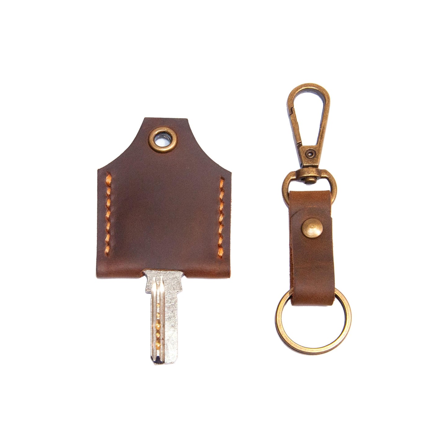 Turbosnail Leather Key Cover, Leather Key Cap, Key Covers for House Keys (Brown)