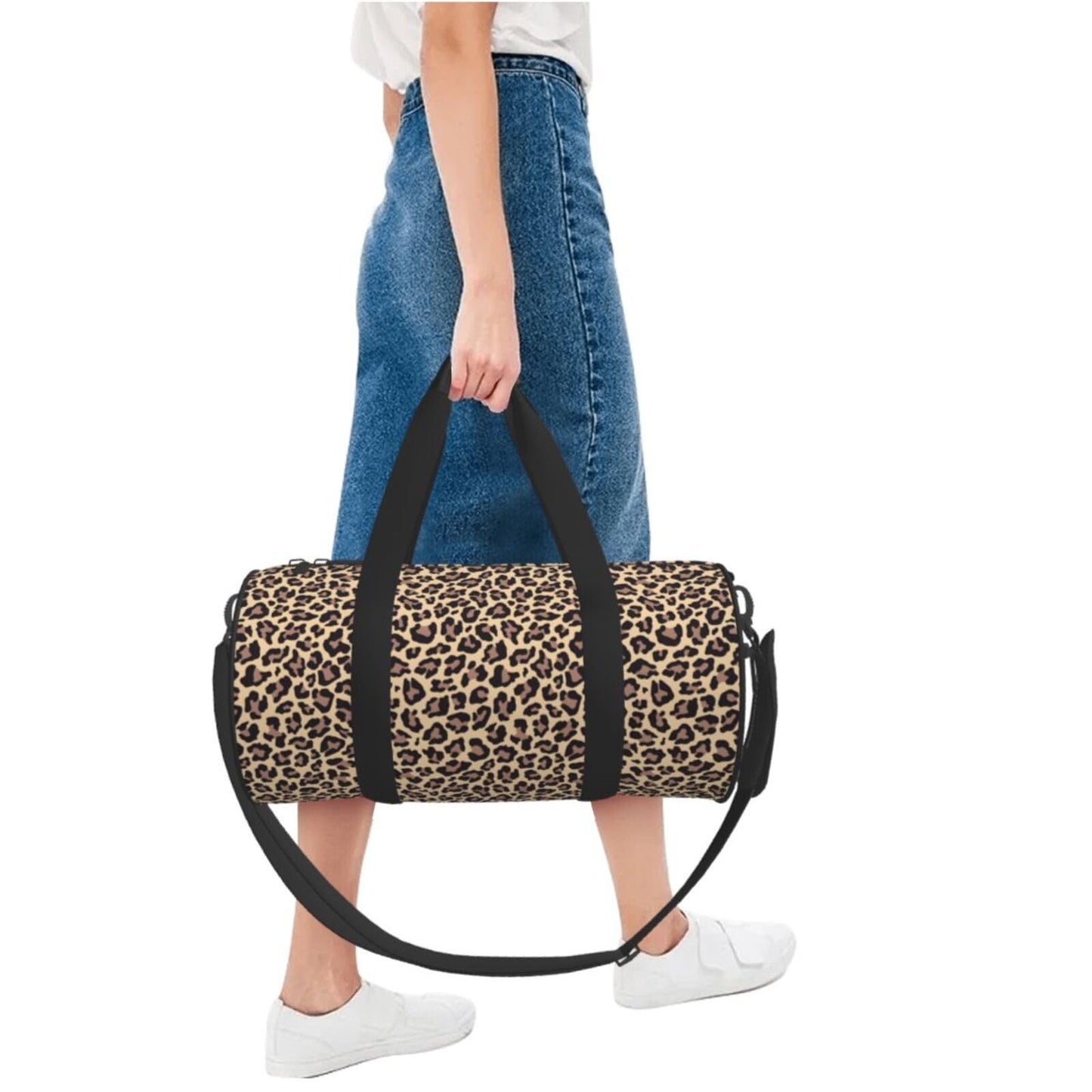 Gbuzozie Leopard Print Gym Duffle Bag Foldable Cheetah Lightweight Carry On Weekender Travel Duffel Bags Sport Bags For Fitness Yoga Beach Swim Men Women