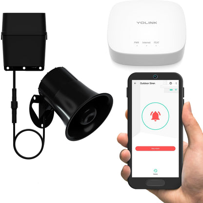 YoLink Outdoor Security Siren & Smart Alarm Controller Kit - Loud 110 dB, Wireless, Battery-Powered, 1/4 Mile Range, Android-iOS App, Alexa, Google, IFTTT, Home Assistant, Hub Required!