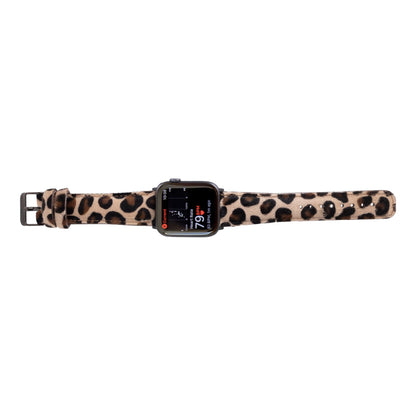 benvato Premium Handmade Leather Watch Band for Apple Watch SE 3 2 1 & Series 11 10 9 8 7 6 5 4 3 2 1 fits 42mm 41mm 40mm 38mm (Leopard w/Black Connector&Clasp)