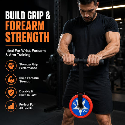 Wrist Roller Forearm Strengthener with Wrist Strap, Thick Carbon Steel Forearm Exerciser Grip Strength Trainer, 300 LB Nylon Webbing for Single-Arm Pull Training, Home Gym Wrist Trainer