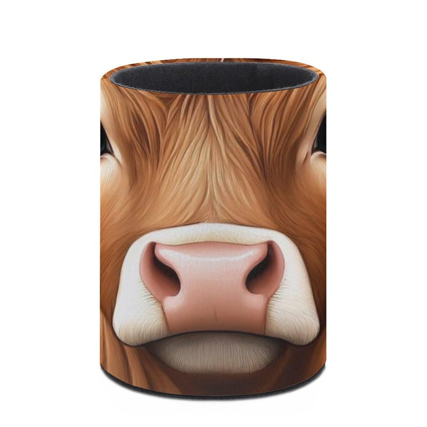 UTRSIFB Pen Holder Leather Pencil, Holder Cup Makeup Brush Storage Organizer, Waterproof Multifunctional Office Supplies Cute Highland Cow