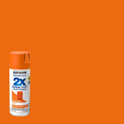 Rust-Oleum 334089 Painter's Touch 2X Ultra Cover Spray Paint, 12 oz, Satin Rustic Orange