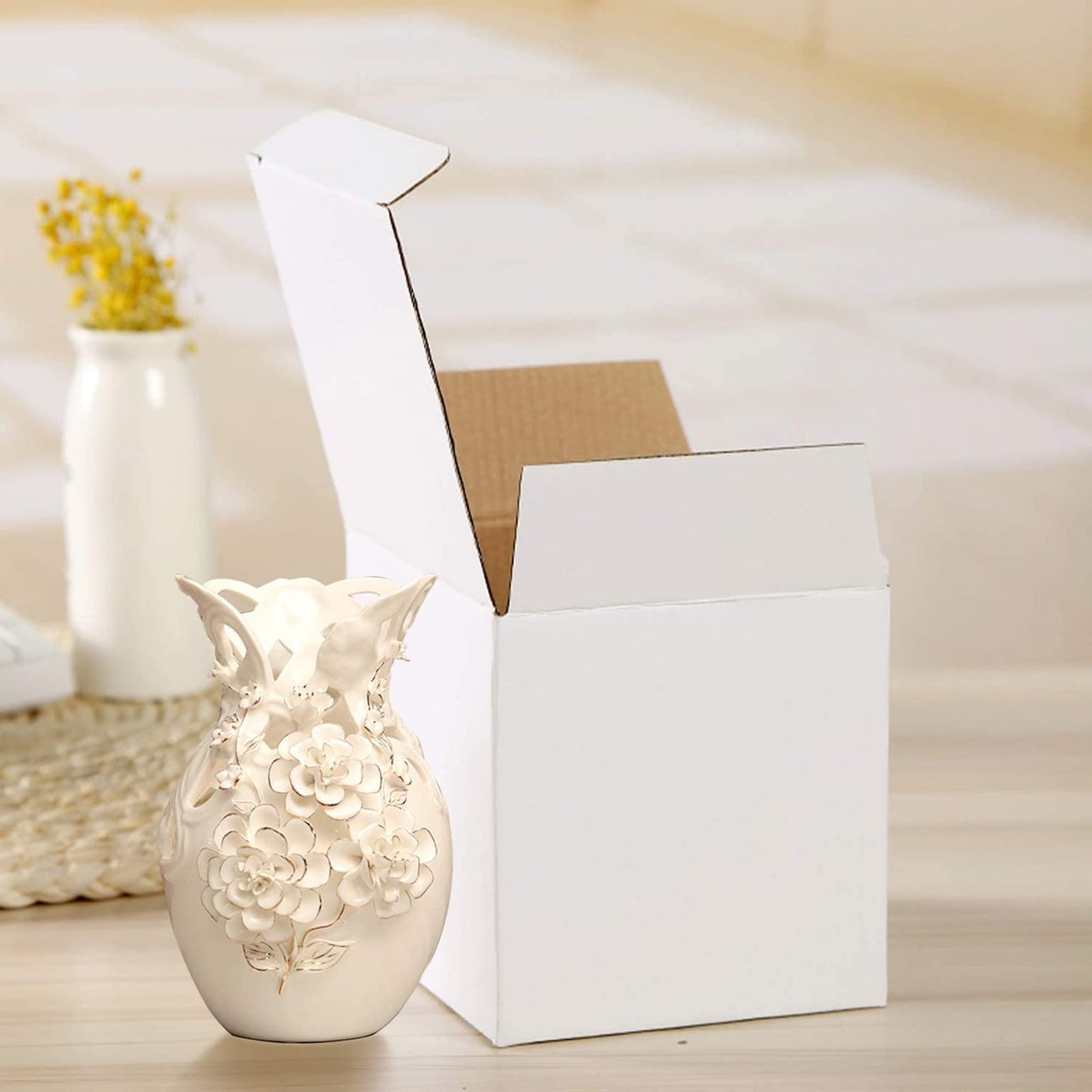 Cuyacili Prank Gift Boxes Nesting Gift Boxes Surprise Box White Carton Square Prank Box Funny Gag Gift for Weddings Anniversaries Birthday Packaging Presents 12 Nesting Cartons (1.9-6.3 Inch)