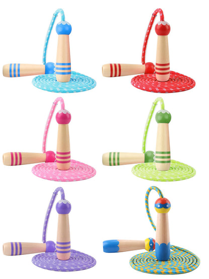 Jump Rope for Kids, Lorvain Adjustable Skipping Rope, Kids Jump Ropes with Wooden Handle for Girls Boys, Weighted Jumping Ropes for Fitness Workout Exercise Outdoor Fun Activity