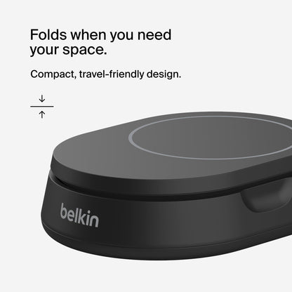 Belkin Magnetic Wireless Charging Pad 15W - MagSafe-Compatible Qi2-Certified Wireless Charging Station, iPhone Charger for Apple iPhone 16, 15, 14 Series, AirPods w/Non-Slip Base - Black (No PSU)