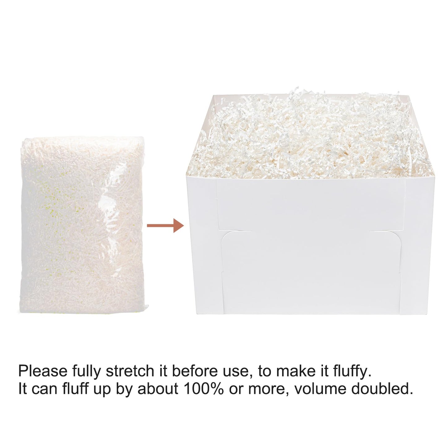 Mefleet 1 LB Crinkle Cut Paper Shred Filler White Crinkle Shredded Paper for Gift Box - Gift Basket Bag Filler - Grass Cushion Stuffing for Christmas Holiday Packaging Wrapping