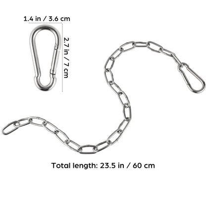 Gym Cable Extension Chain, Silver Iron Metal 23.6 Inch Heavy Duty Extender, Triceps Pulley Machine Home Workout Weight Lifting Punching Bag