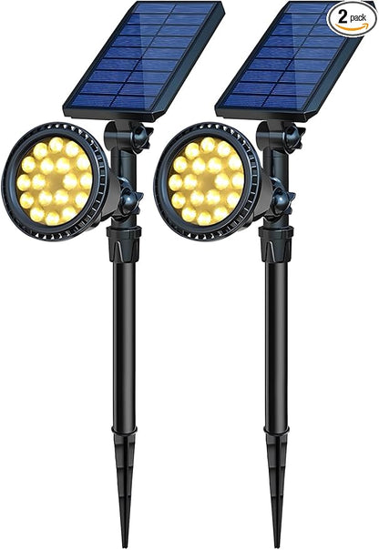Solar Spot Lights Outdoor, Waterproof Solar Landscape Spotlights 18 LED 2-in-1 Uplights Adjustable Flag Pole Lights Solar Powered 3000k Warm White for Garden Yard Driveway Pathway