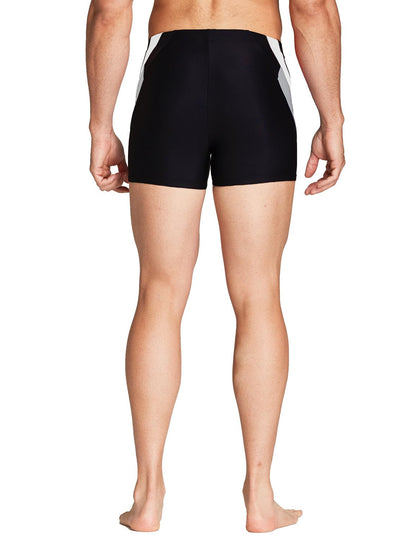 baleaf Men's Spandex Swim Shorts Athletic Competitive Swimwear Lap Swimming Suits Gray/White L